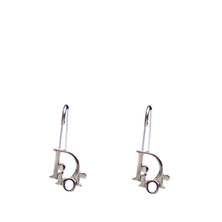 Dior Boucles d'oreilles Palladium Logo pendantes plaqué palladium – vue principale – GABY PARIS