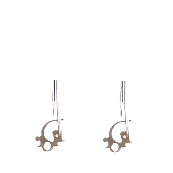 Dior Boucles d'oreilles Palladium Logo pendantes plaqué palladium – vue 2 – GABY PARIS