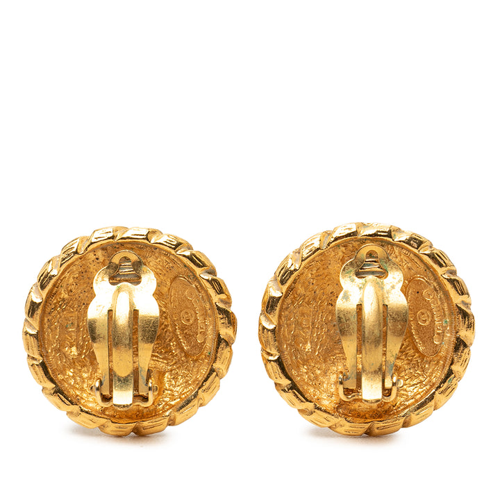 CC plaqué Sunburst Rond À clip Boucles d'oreilles Doré