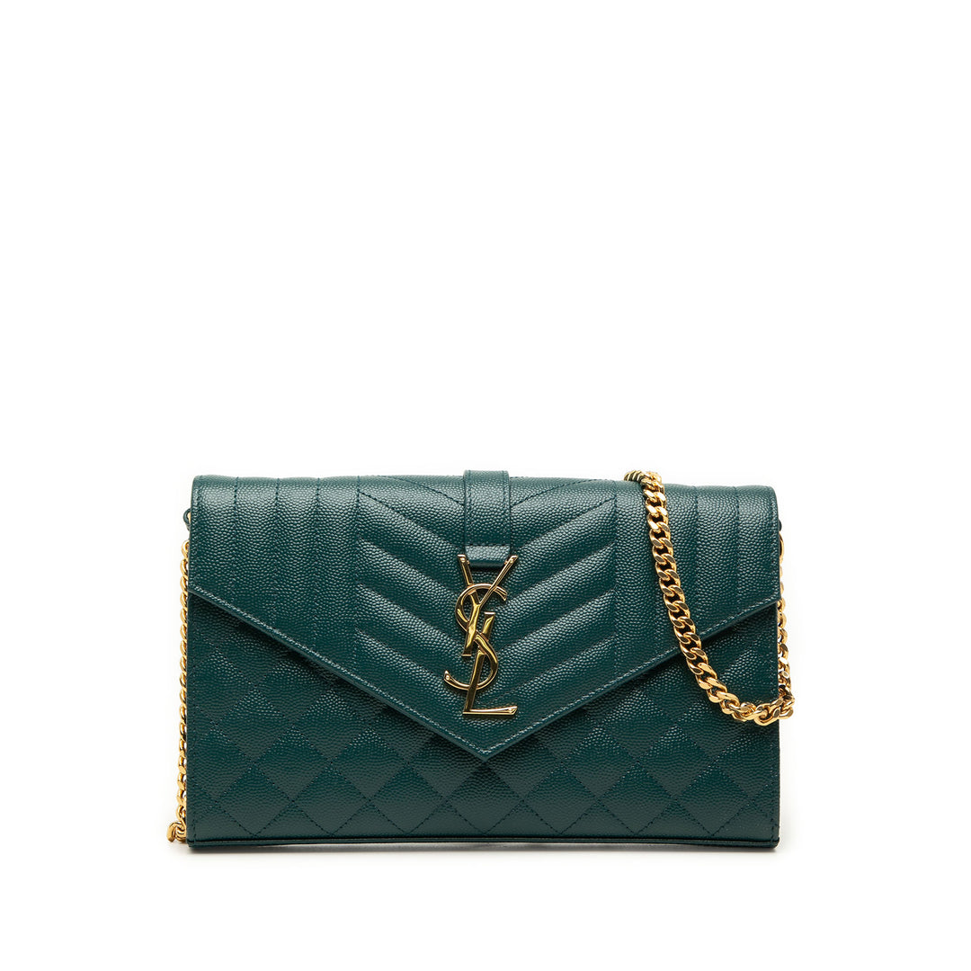 Grain De Poudre Triquilt Enveloppe Wallet on Chain Monogram Vert