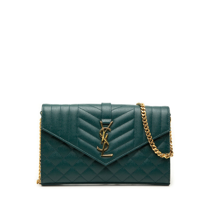 Grain De Poudre Triquilt Enveloppe Wallet on Chain Monogram Vert
