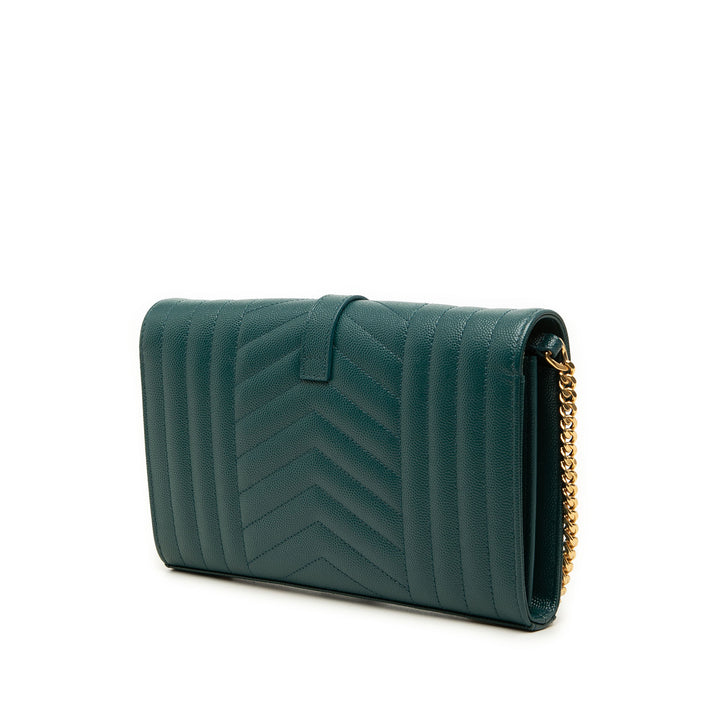 Grain De Poudre Triquilt Enveloppe Wallet on Chain Monogram Vert