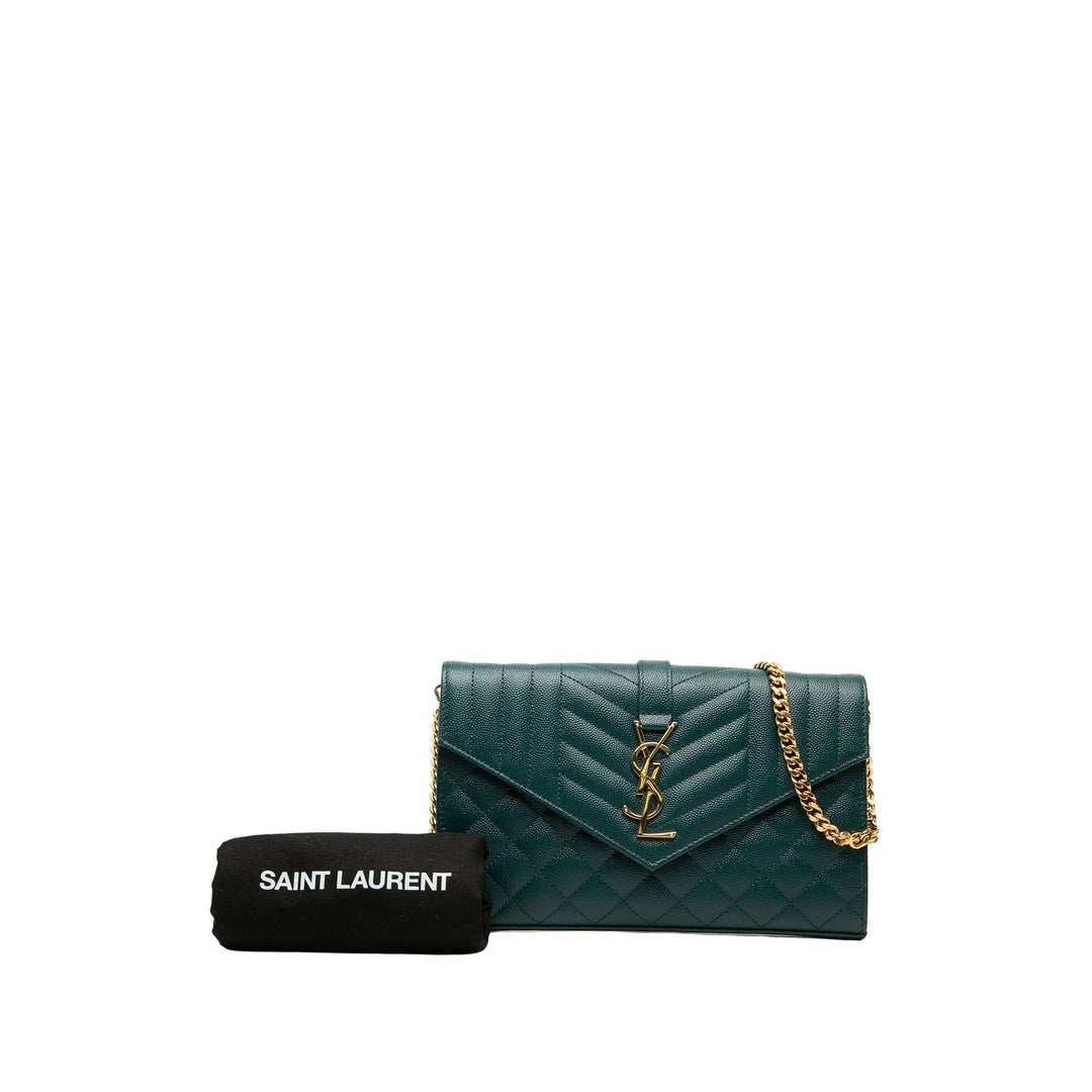 Grain De Poudre Triquilt Enveloppe Wallet on Chain Monogram Vert