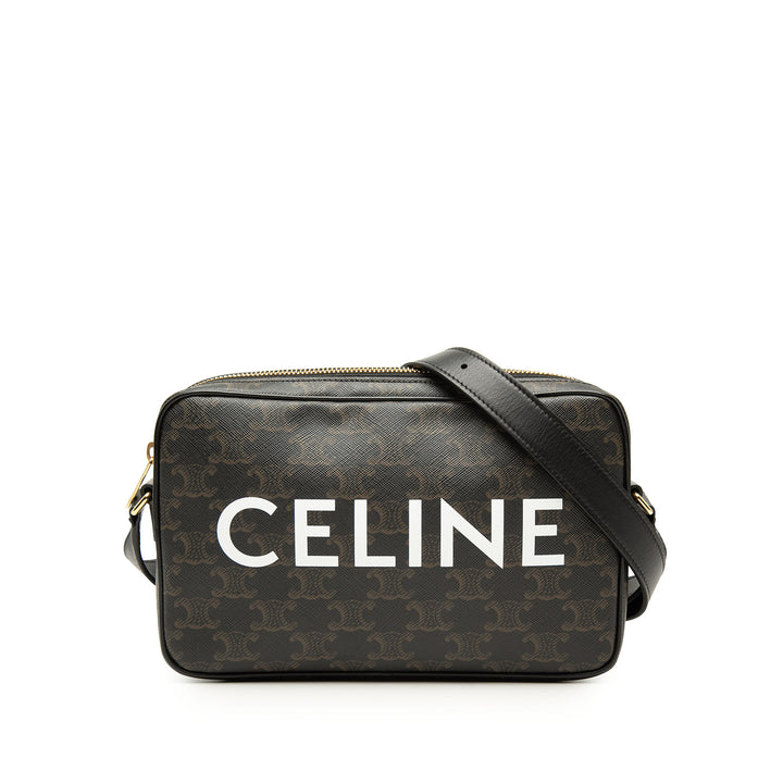 Celine Medium Triomphe Coated Toile Logo Sac porté croisé