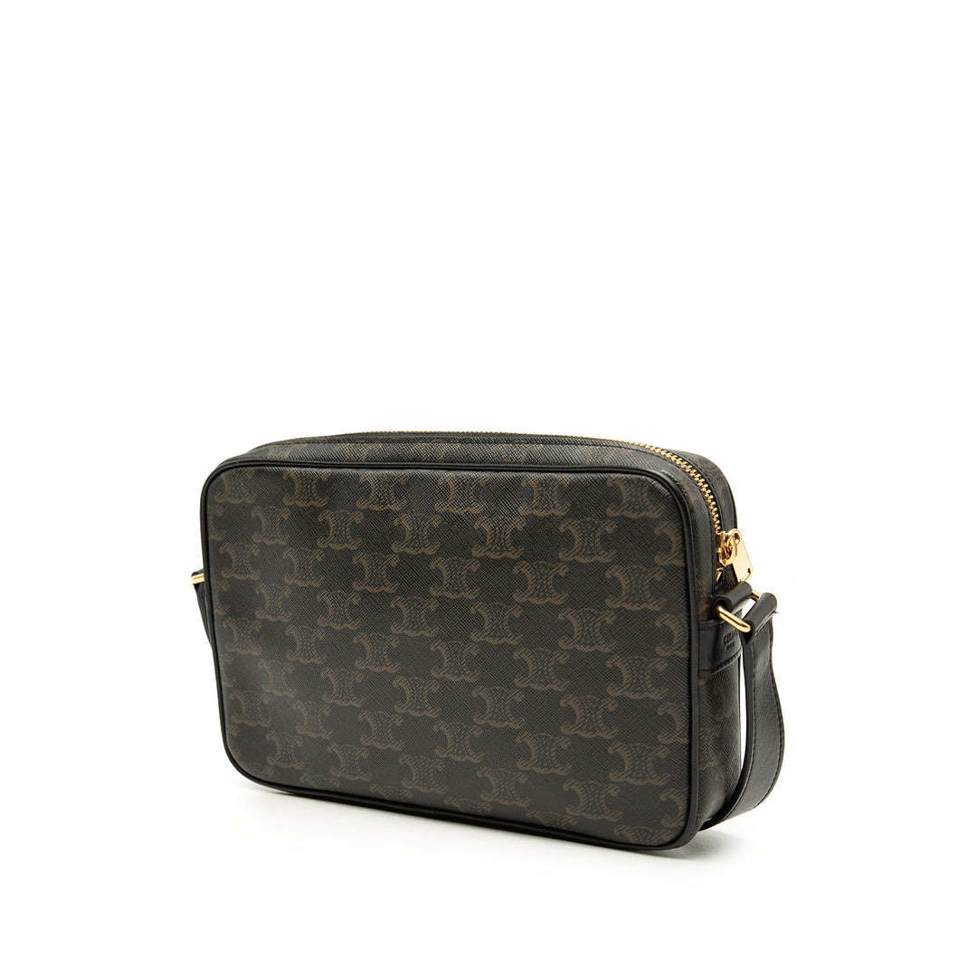 Celine Medium Triomphe Coated Toile Logo Sac porté croisé