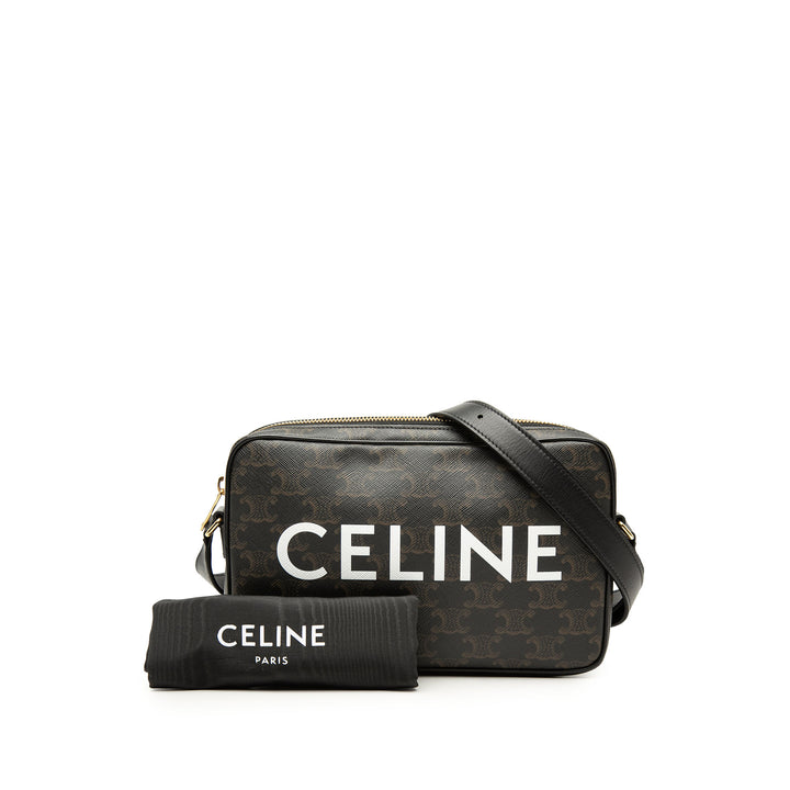 Celine Medium Triomphe Coated Toile Logo Sac porté croisé
