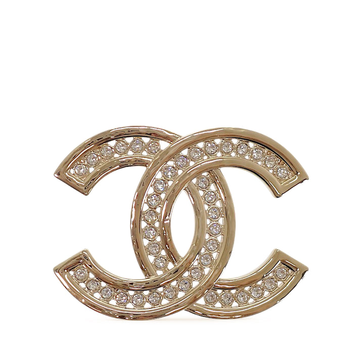 CC plaqué Strass Broche Doré