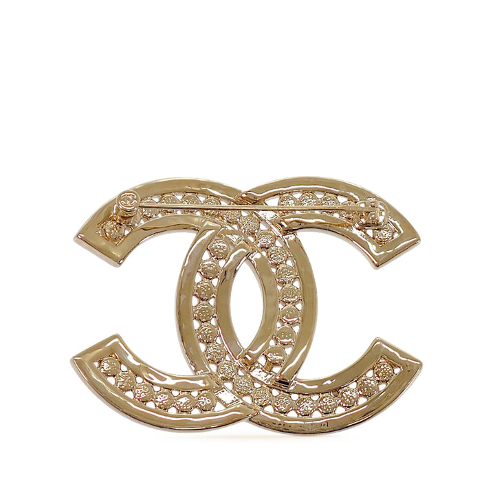 CC plaqué Strass Broche Doré