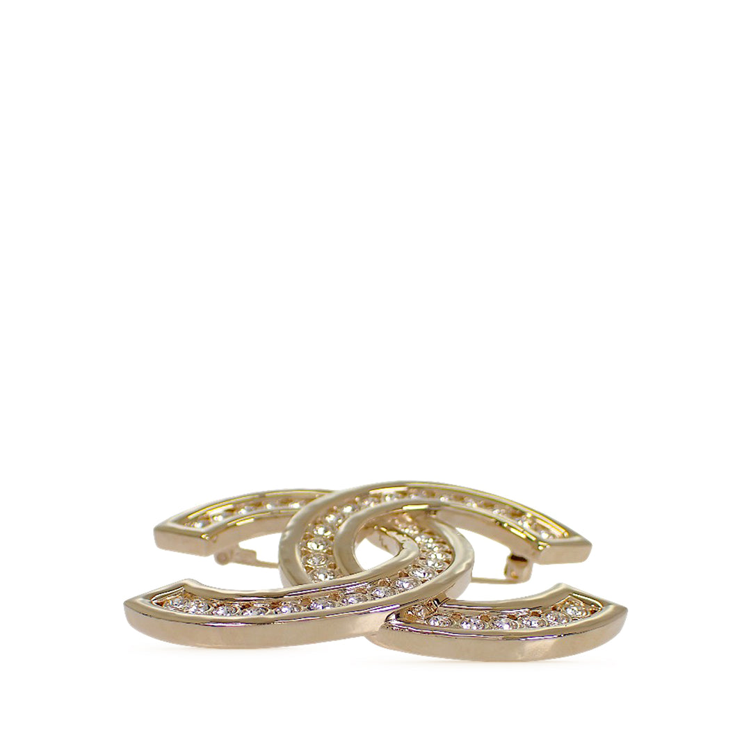 CC plaqué Strass Broche Doré