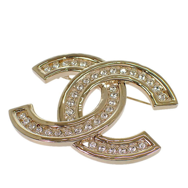 CC plaqué Strass Broche Doré