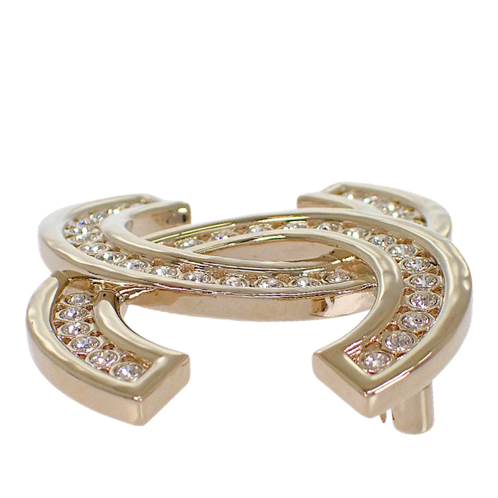 CC plaqué Strass Broche Doré
