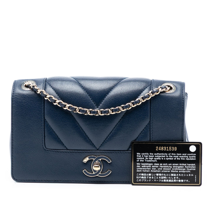 Chanel Mini Matelassé Chevron Sheepskin Mademoiselle Vintage à rabat