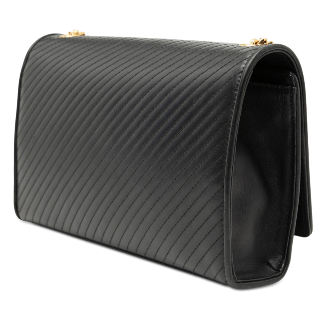 Saint Laurent Medium Diagonal Matelassé Cuir de veau Monogram Kate Pompon Sac porté croisé