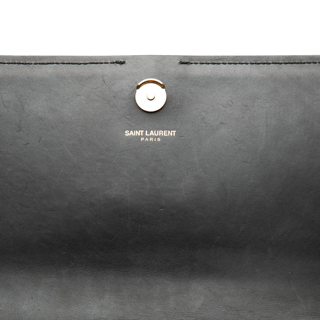 Saint Laurent Medium Diagonal Matelassé Cuir de veau Monogram Kate Pompon Sac porté croisé