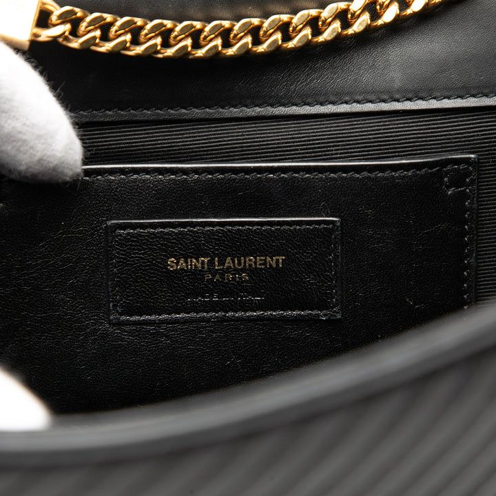 Saint Laurent Medium Diagonal Matelassé Cuir de veau Monogram Kate Pompon Sac porté croisé