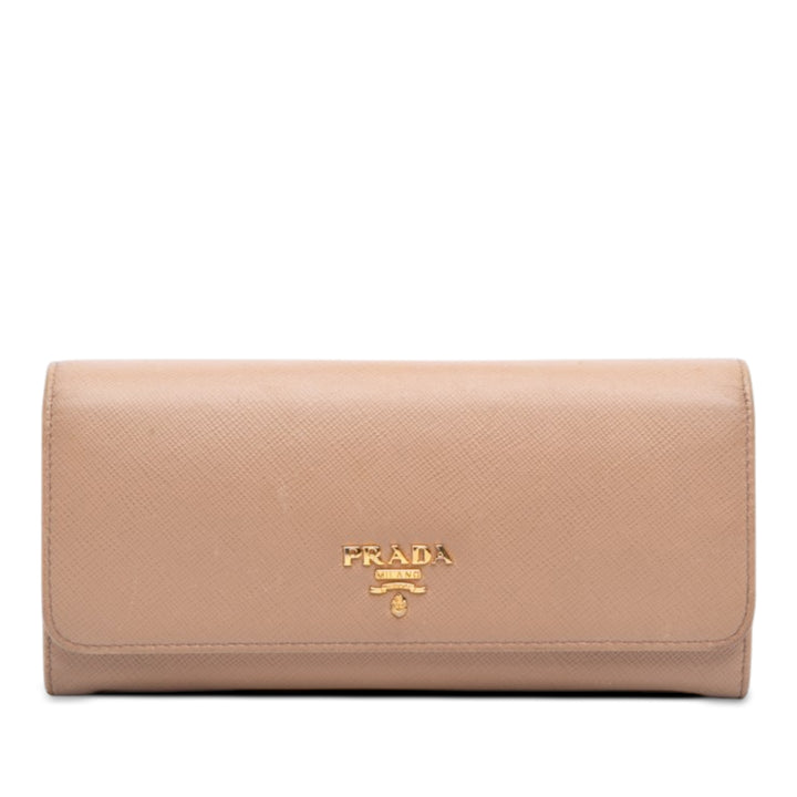 Prada Continental à rabat Portefeuille Cuir Saffiano