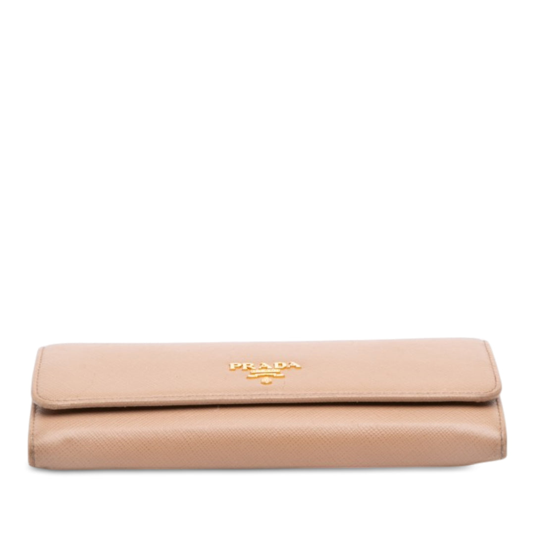 Prada Continental à rabat Portefeuille Cuir Saffiano
