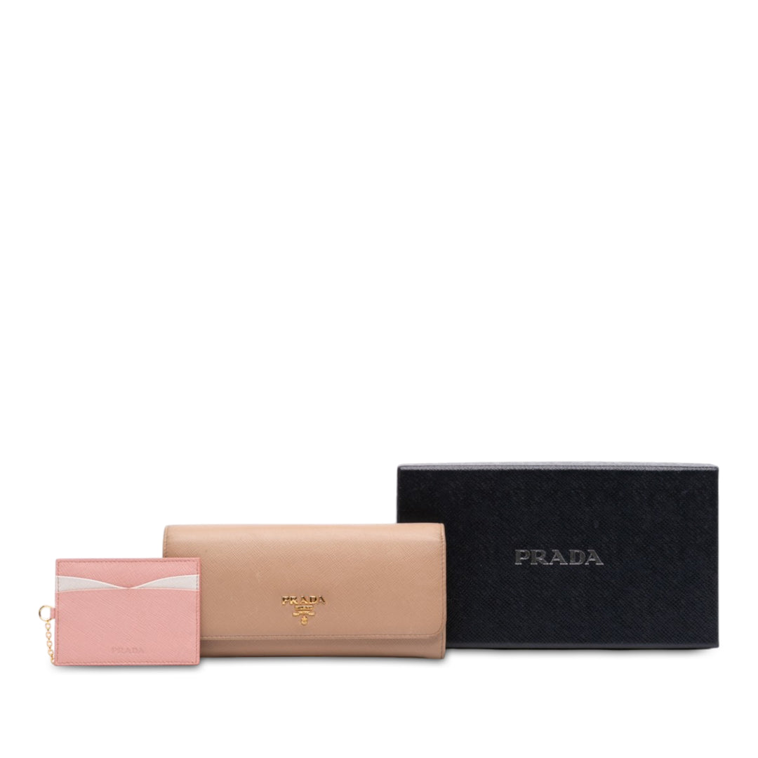 Prada Continental à rabat Portefeuille Cuir Saffiano