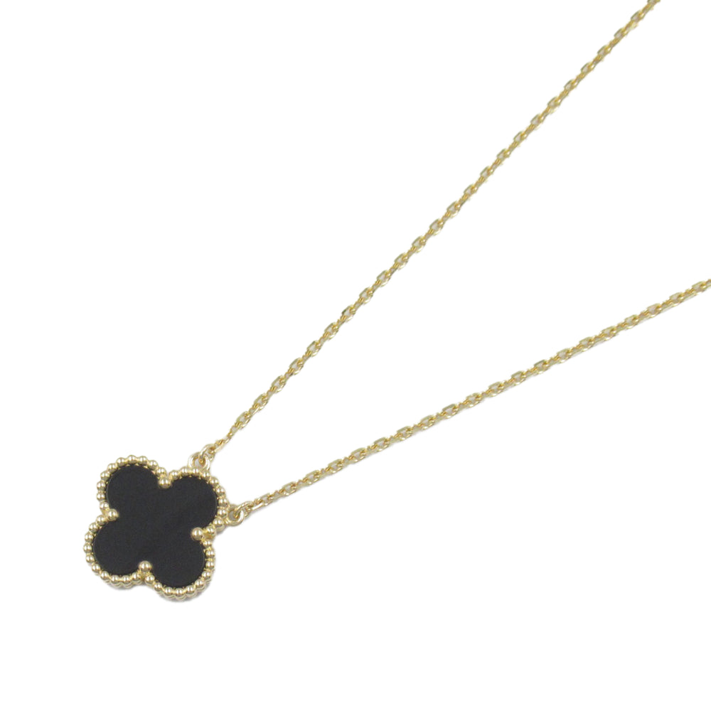 18K Yellow Gold and Onyx Vintage Alhambra Pendant Necklace Gold - Gaby Paris