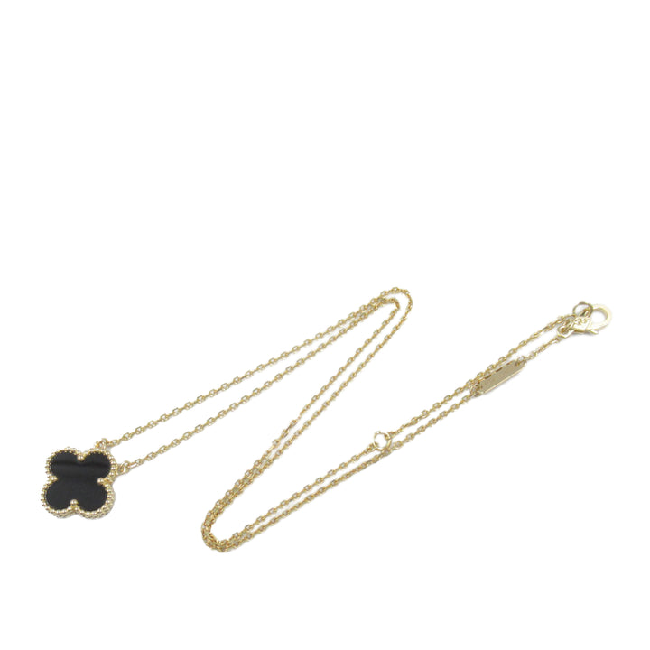 18K Yellow Gold and Onyx Vintage Alhambra Pendant Necklace Gold - Gaby Paris