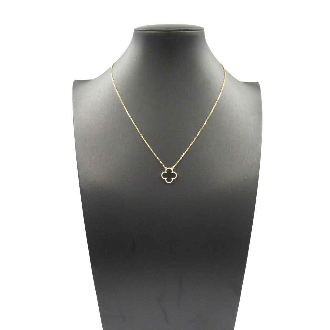 18K Yellow Gold and Onyx Vintage Alhambra Pendant Necklace Gold - Gaby Paris