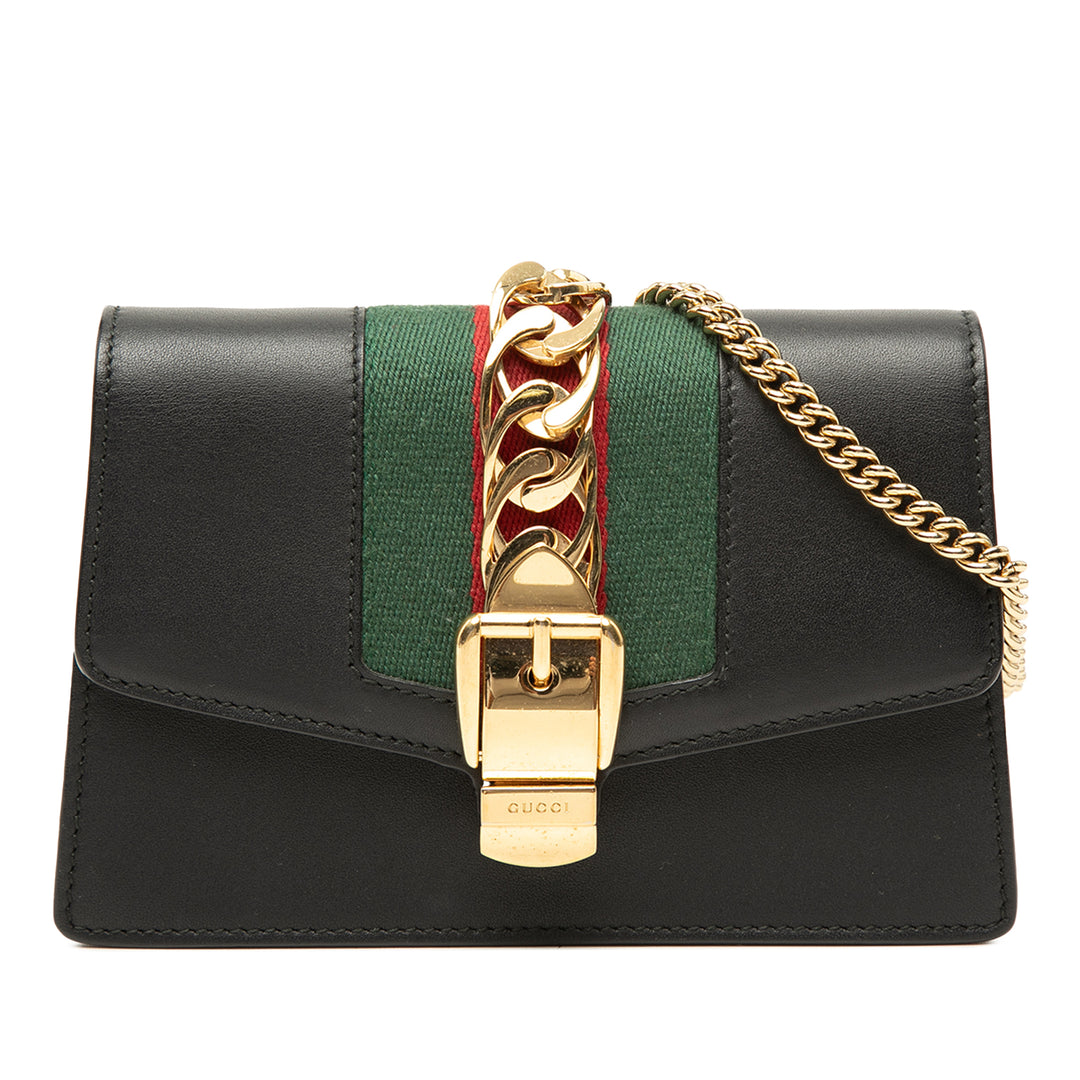 Gucci Super Mini Cuir de veau Web Sylvie Chain Sac porté croisé