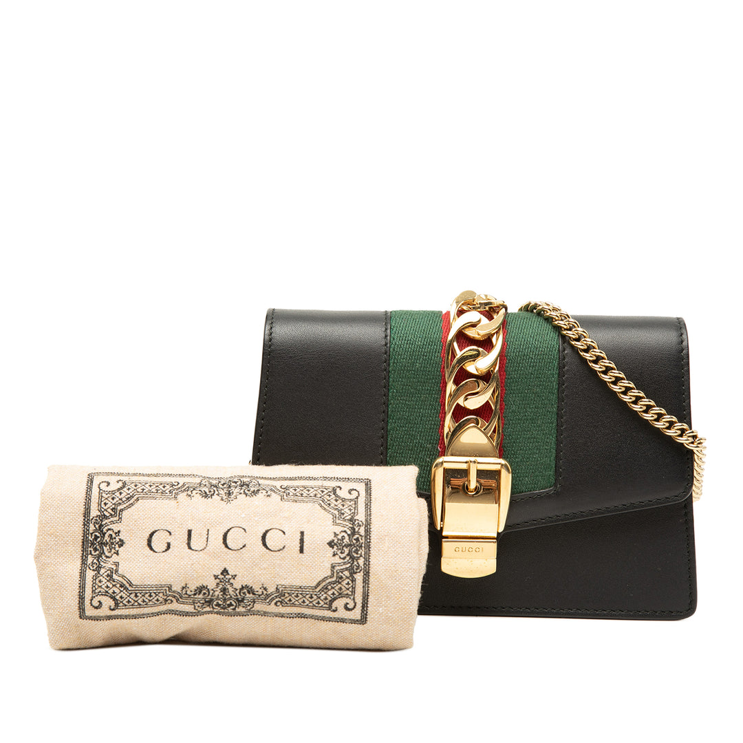 Gucci Super Mini Cuir de veau Web Sylvie Chain Sac porté croisé