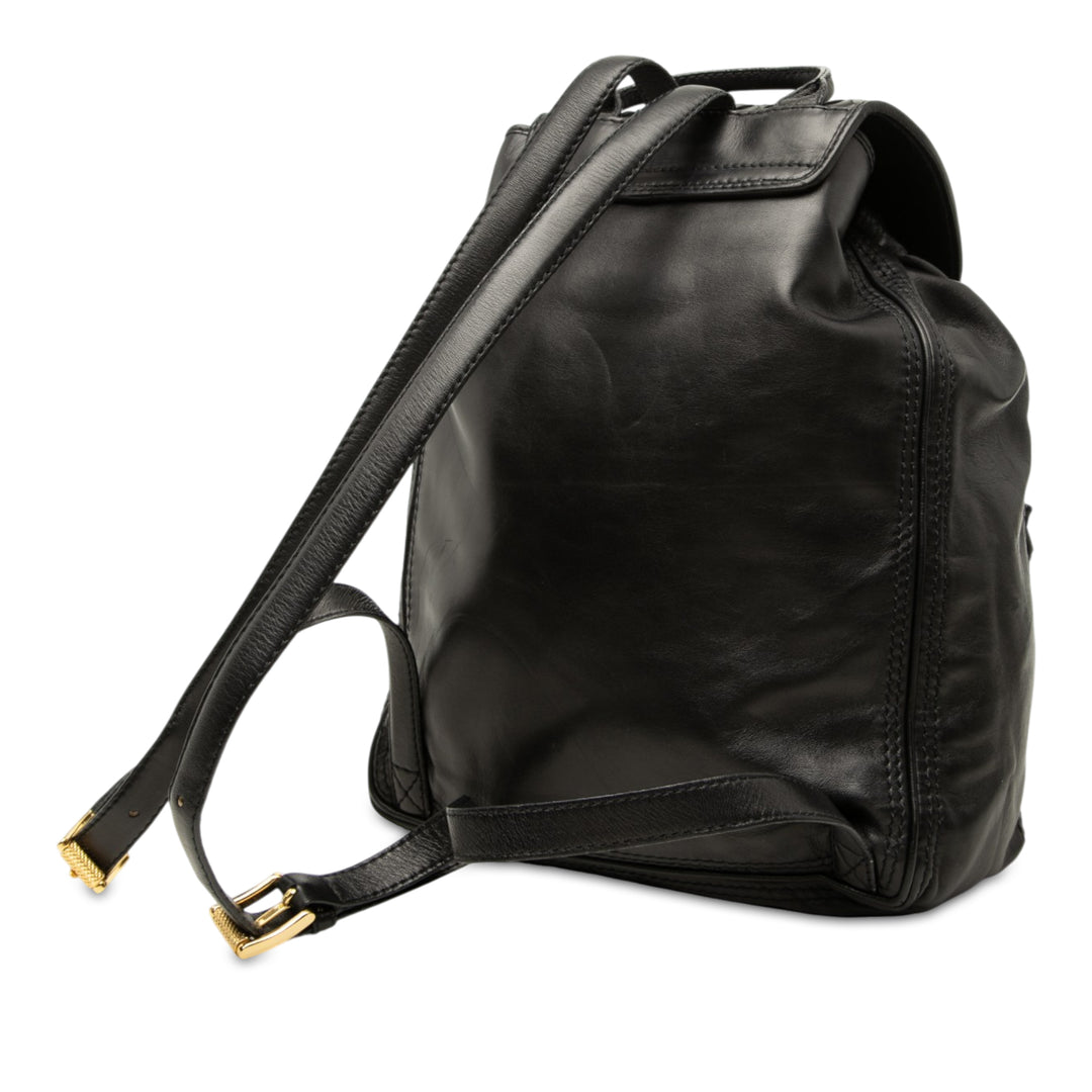 Intrecciato à finitions Cordon à rabat Sac à dos nappa Noir