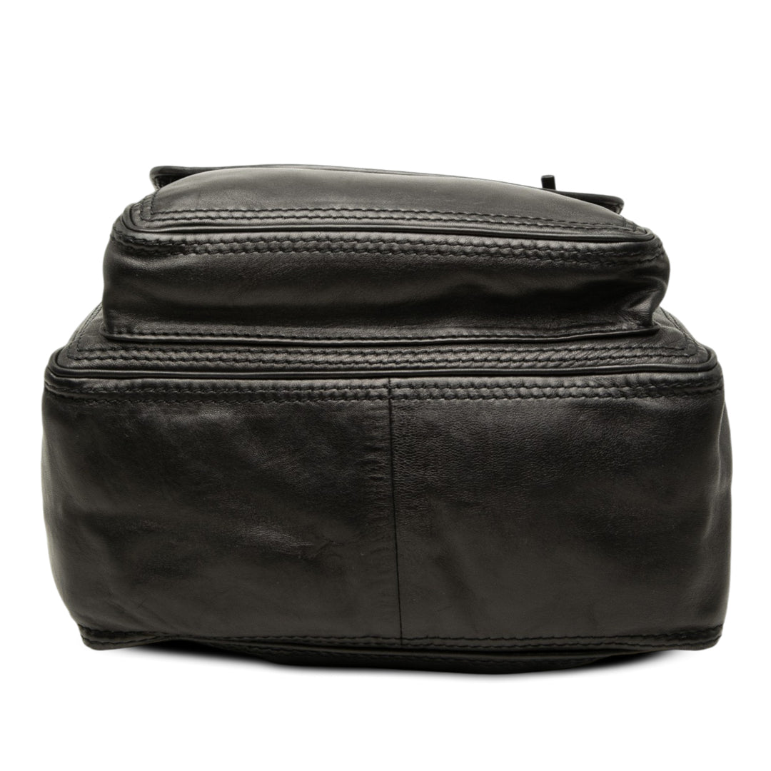 Intrecciato à finitions Cordon à rabat Sac à dos nappa Noir