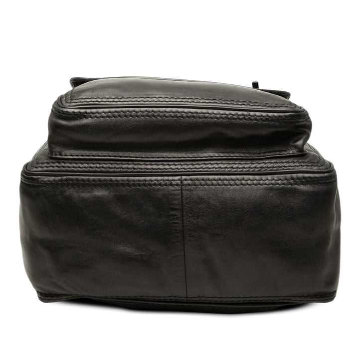 Intrecciato à finitions Cordon à rabat Sac à dos nappa Noir