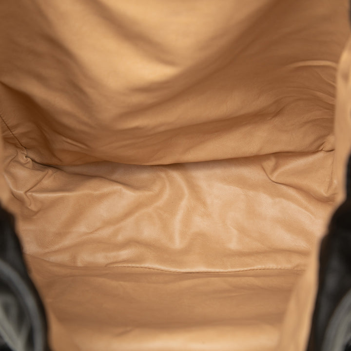 Intrecciato à finitions Cordon à rabat Sac à dos nappa Noir