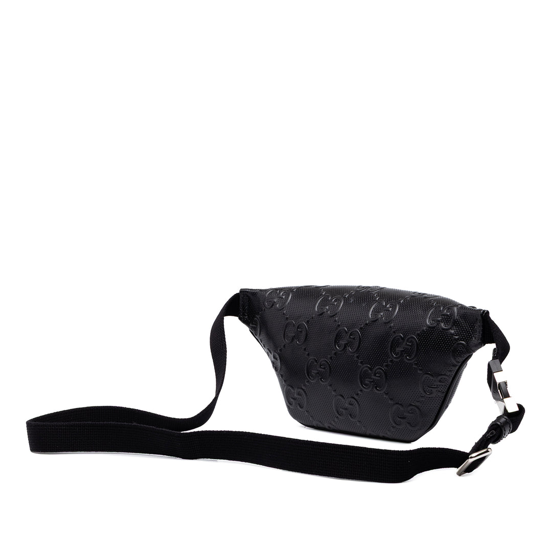 Gucci Ceinture GG embossé perforé Cuir de veau Noir – vue 2 – GABY PARIS