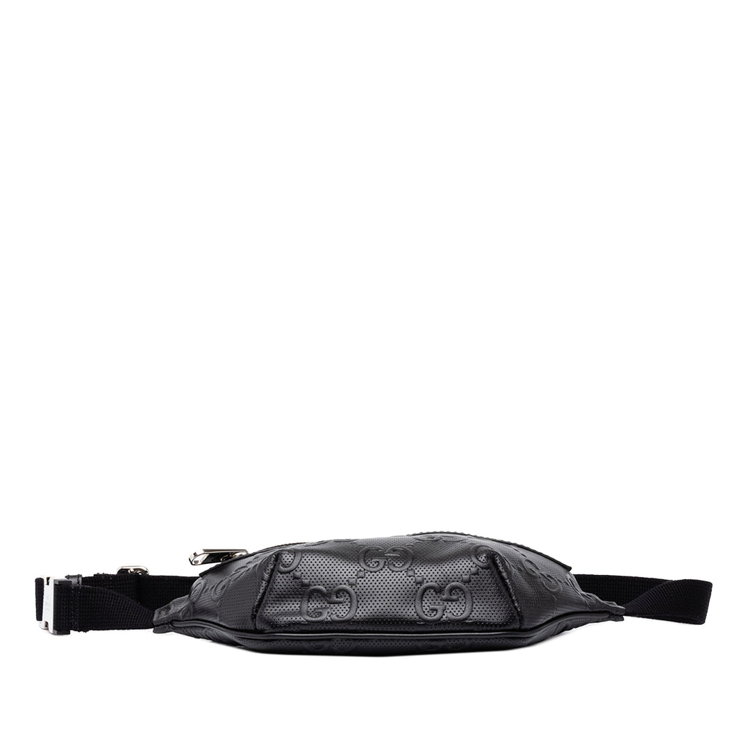 Gucci Ceinture GG embossé perforé Cuir de veau Noir – vue 3 – GABY PARIS