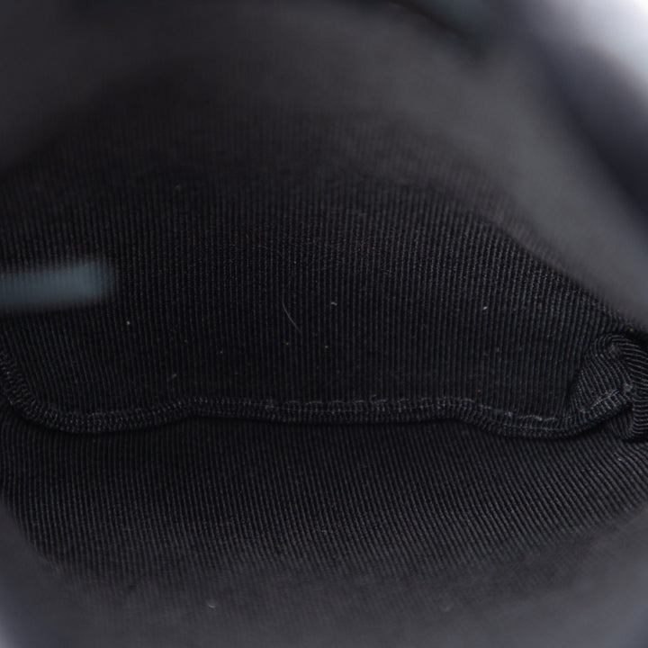 CC Matelassé Sac rond à chaîne Étui téléphone Sac Cuir d'agneau Noir