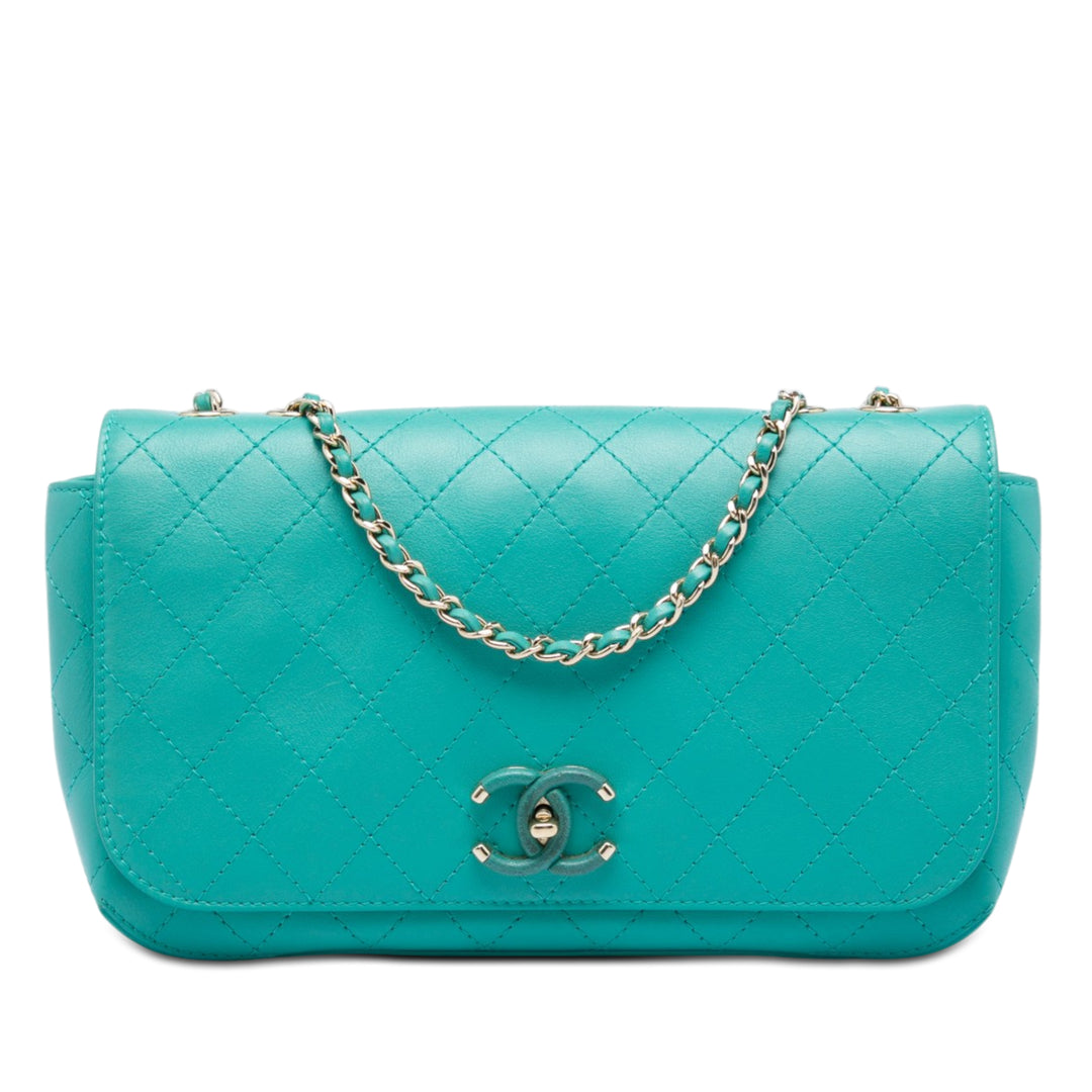 Chanel Medium Surpiqué Cuir de veau Covered CC à rabat