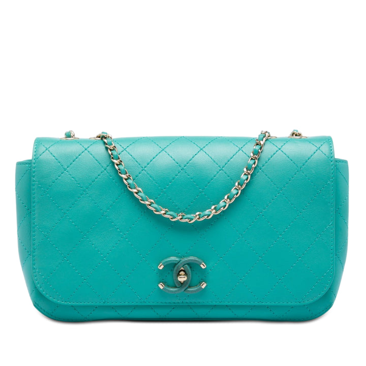Chanel Medium Surpiqué Cuir de veau Covered CC à rabat