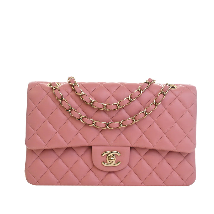 Chanel Classic Double rabat Moyen Cuir d'agneau Rose – vue principale – GABY PARIS