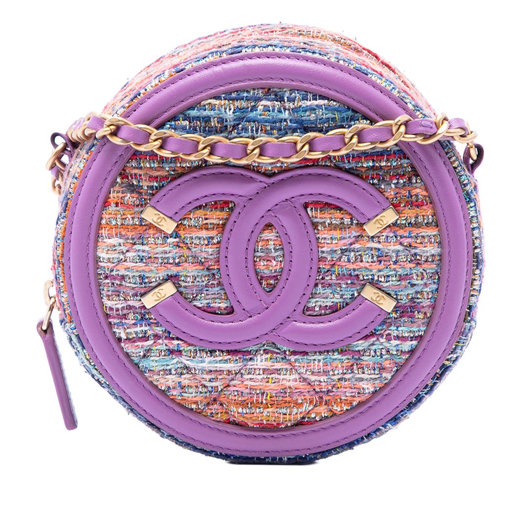 Chanel CC Filigree Rond Sac Tweed Violet