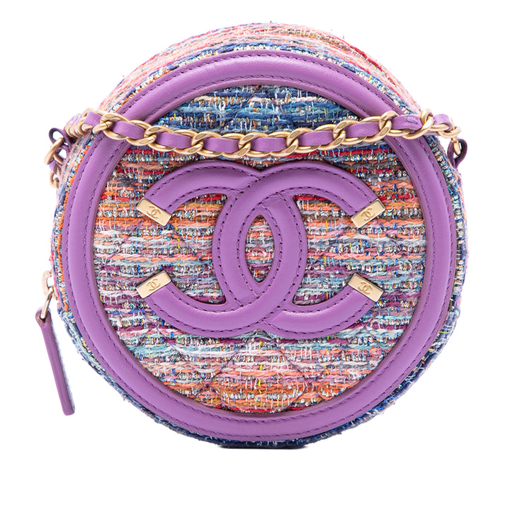 Chanel CC Filigree Rond Sac Tweed Violet