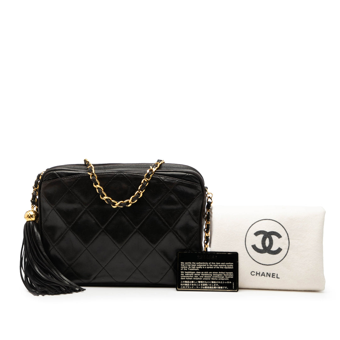 Chanel CC Matelassé Cuir d’agneau Pompon Sac caméra