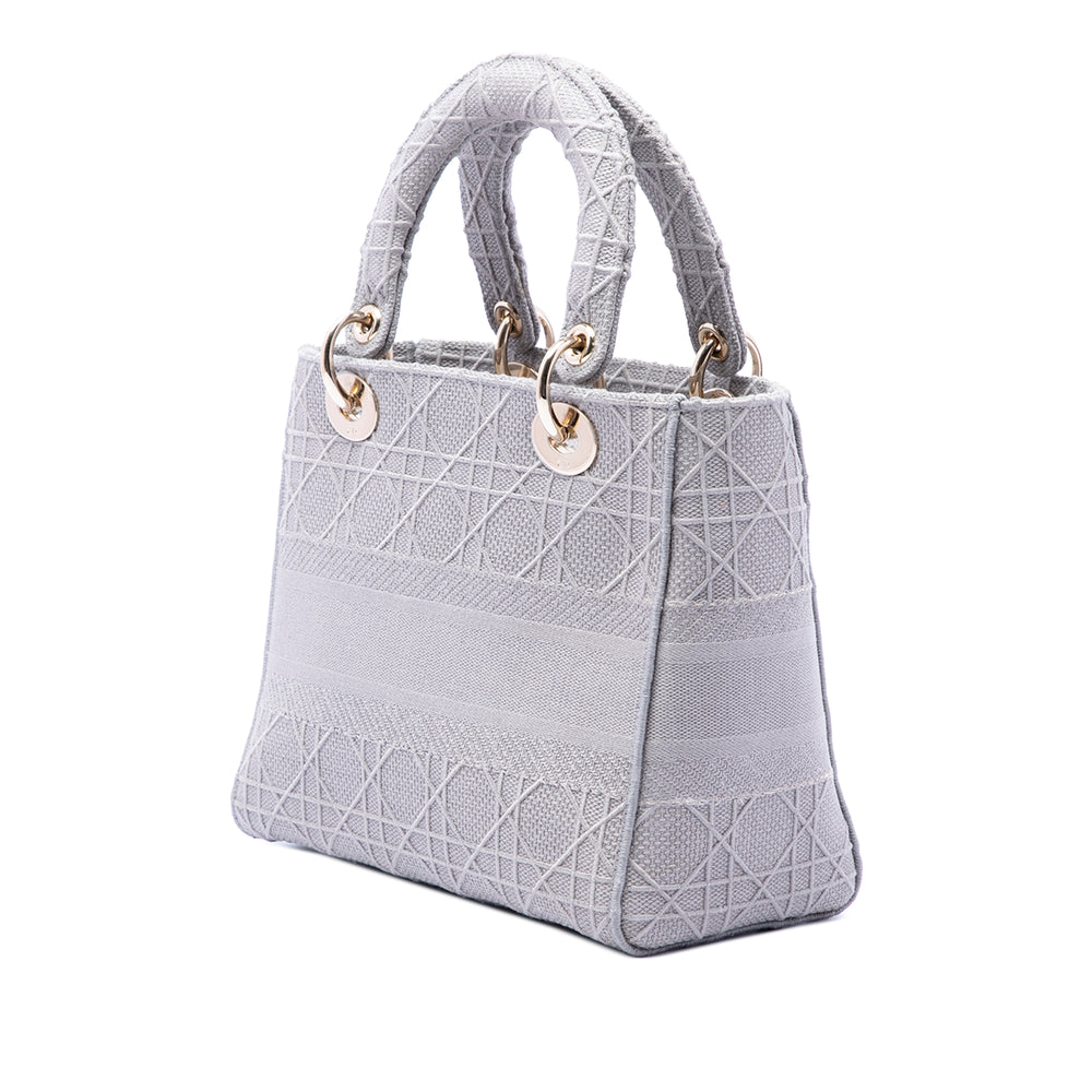 Dior Lady D-Lite Cannage brodé Moyen Gris – vue 2 – GABY PARIS