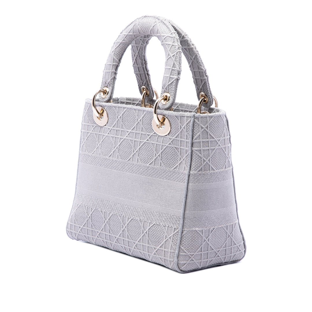 Dior Lady D-Lite Cannage brodé Moyen Gris – vue 2 – GABY PARIS