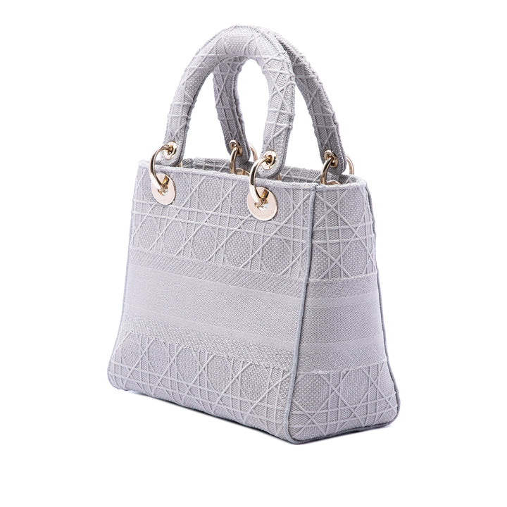 Dior Lady D-Lite Cannage brodé Moyen Gris – vue 2 – GABY PARIS