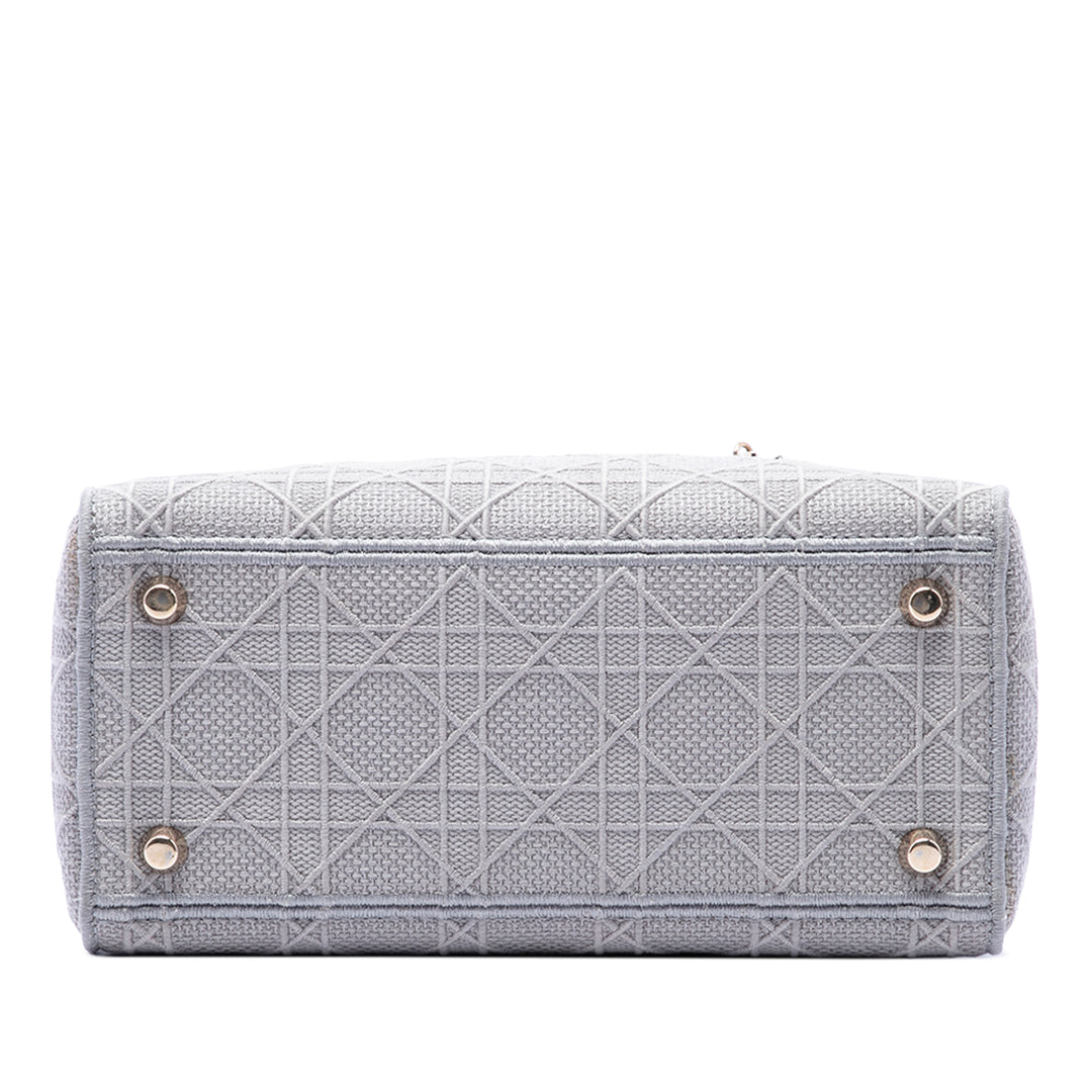 Dior Lady D-Lite Cannage brodé Moyen Gris – vue 3 – GABY PARIS