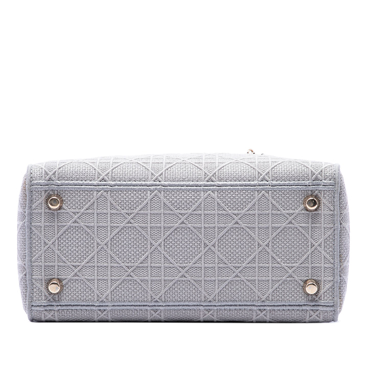 Dior Lady D-Lite Cannage brodé Moyen Gris – vue 3 – GABY PARIS
