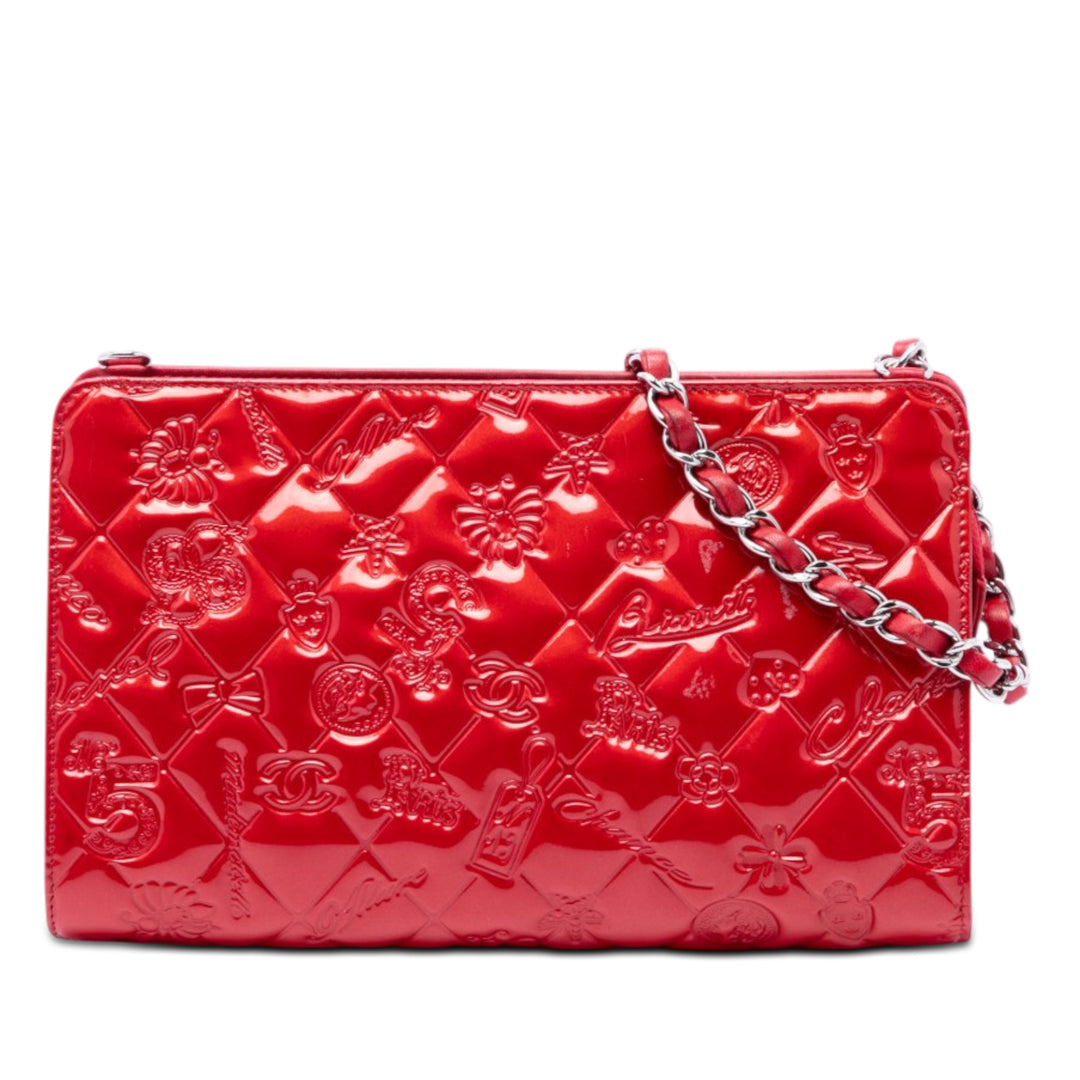 Chanel Matelassé Cuir verni embossé Lucky Symbols Pochette