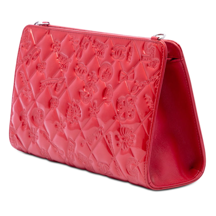 Chanel Matelassé Cuir verni embossé Lucky Symbols Pochette