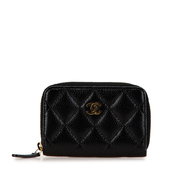 CC Caviar Zip Around Wallet Black - Gaby Paris