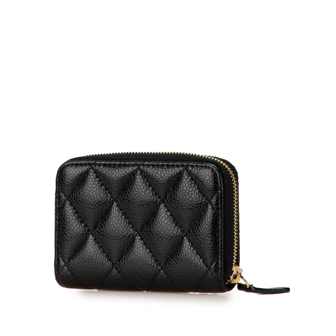 CC Caviar Zip Around Wallet Black - Gaby Paris