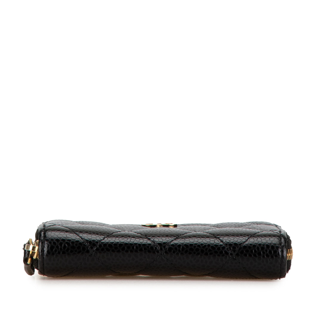 CC Caviar Zip Around Wallet Black - Gaby Paris